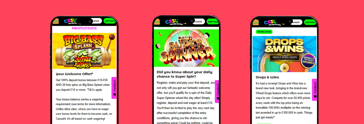 Casushi bonus screenshot showing welcome offer details